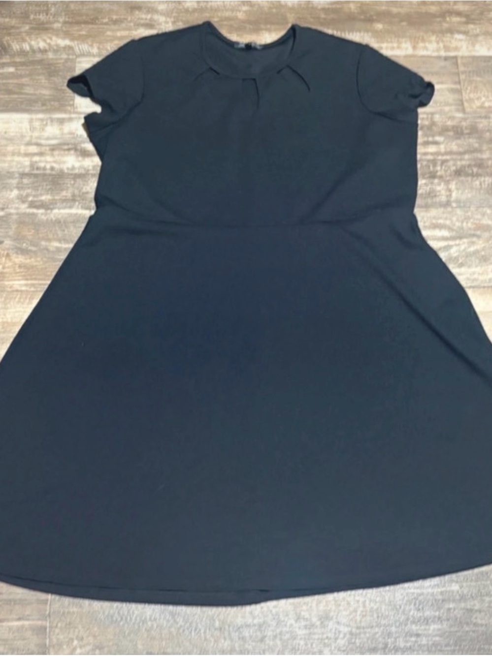 Slinky Brand Black Short-Sleeve Fit-and-Flare Dress